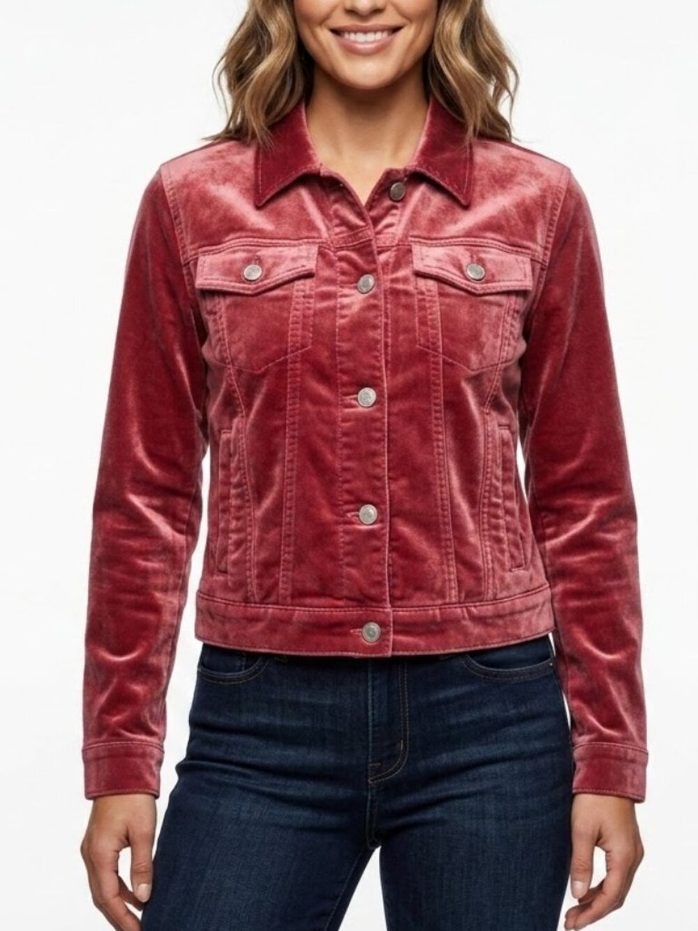LC Lauren Conrad Coquette Pink Velvet Trucker Jacket Soft Grunge Y2K Medium